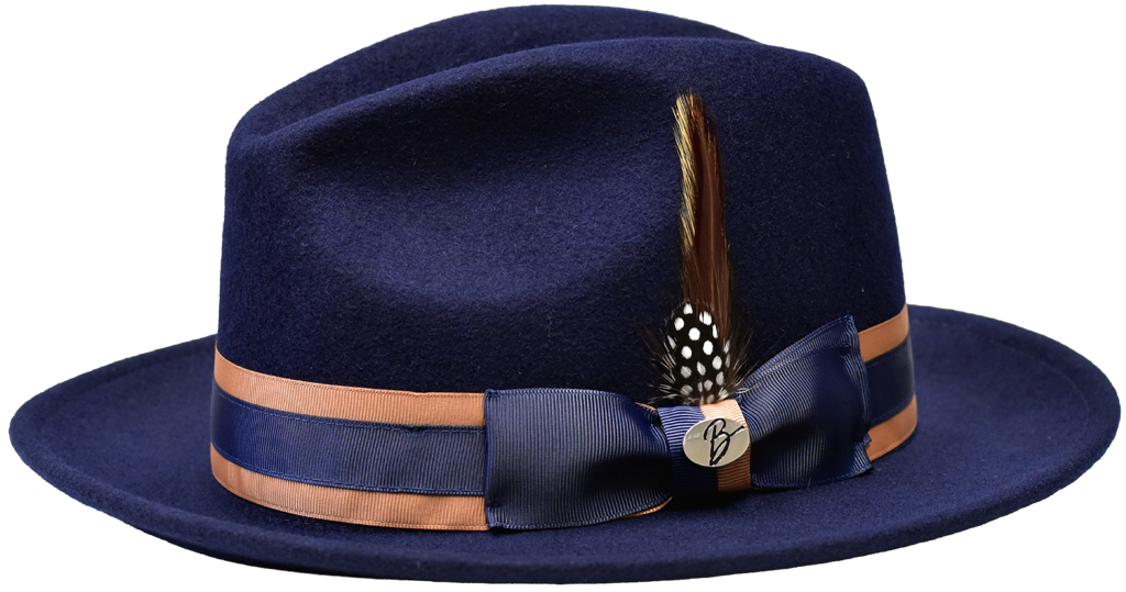 Angelo Collection Hat Bruno Capelo Navy Blue/Camel Medium