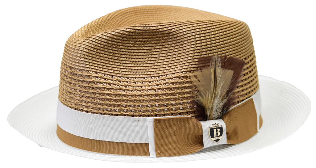 Belvedere Collection Hat Bruno Capelo Tan/White Large