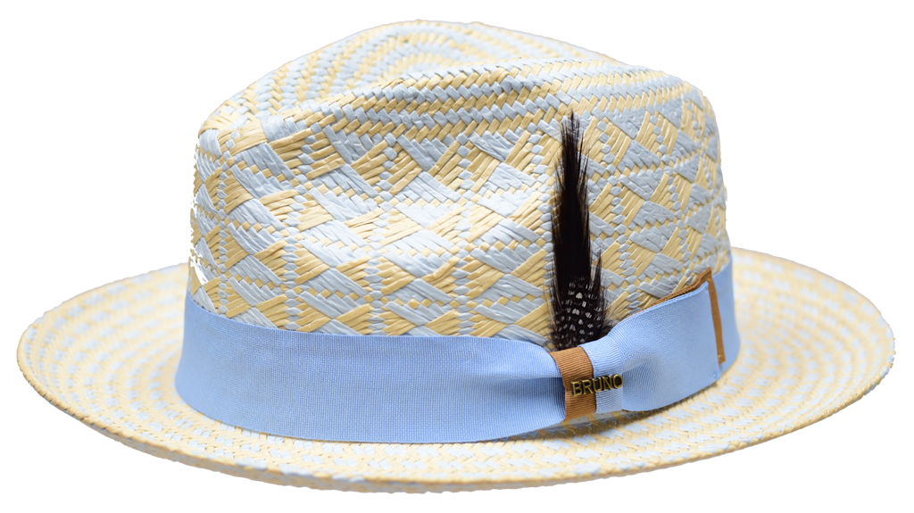 Belize (Panama) Collection Hat Bruno Capelo Natural/Light Blue Medium