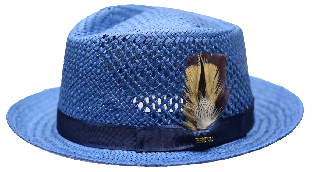 Geneva (Panama) Collection Hat Bruno Capelo Denim Blue Medium