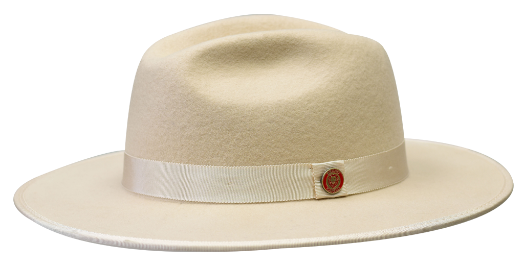 Monarch Collection (Red Bottom Fedora) Hat Bruno Capelo Bone/Red Medium