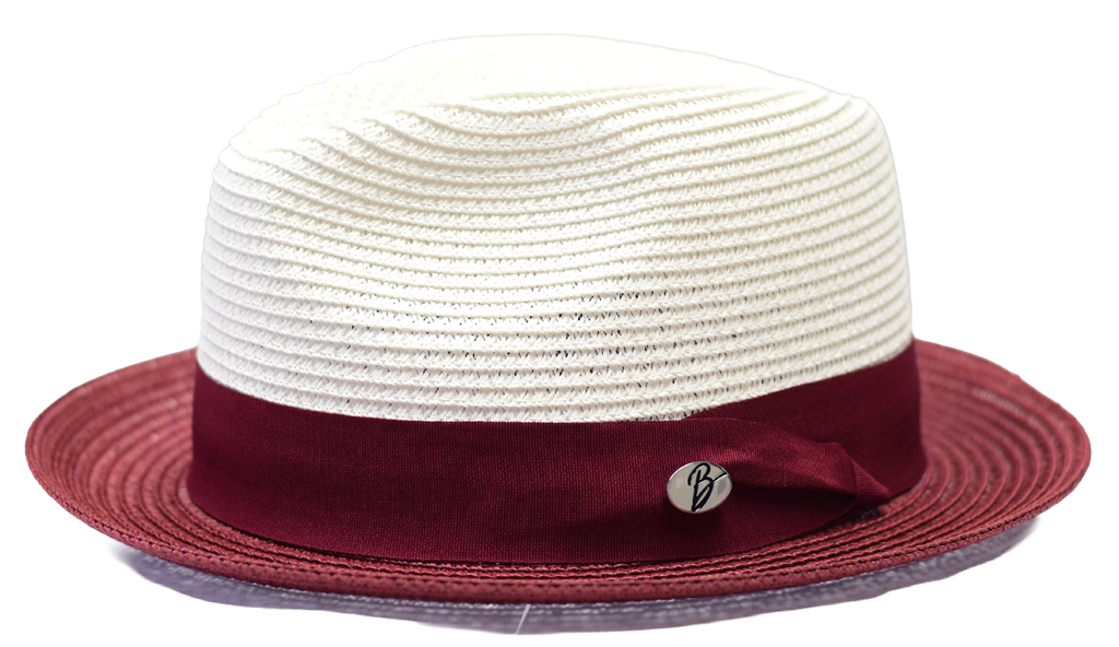 Marcello Collection Hat Bruno Capelo White/Burgundy Medium