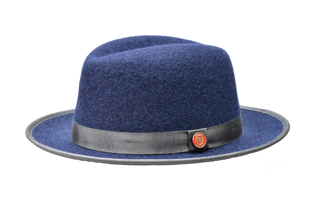 Princeton Collection (Red Bottom Fedora) Hat Bruno Capelo Denim Blue/Red X-Large