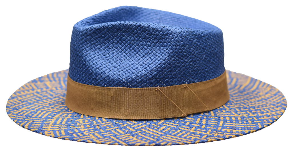 Signature (Panama) Collection Hat Bruno Capelo Denim Blue/Cognac Brown Medium