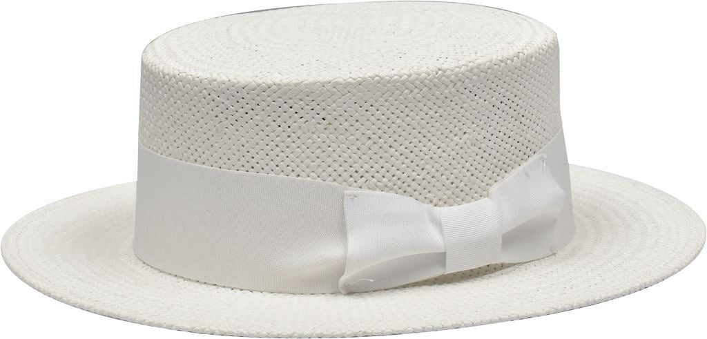 Boater Collection (Skimmer) Hat Bruno Capelo Solid White Small 