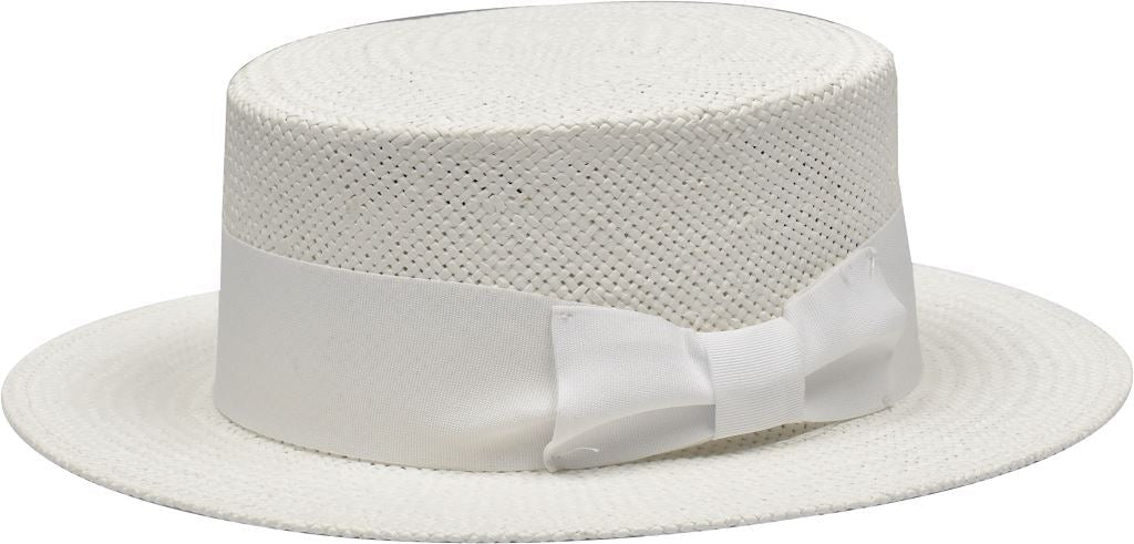 Boater Collection (Skimmer) Hat Bruno Capelo Solid White Small