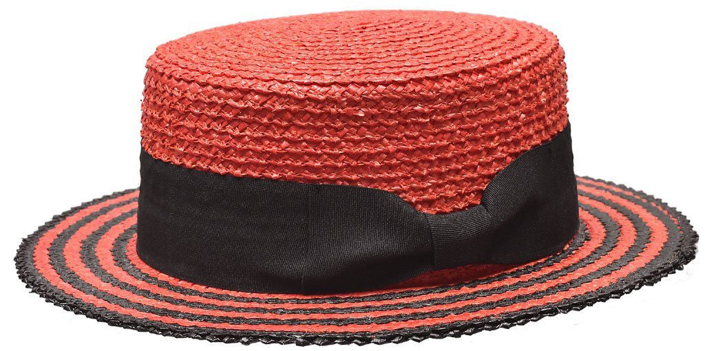 Boater Italia Collection Hat Bruno Capelo Red/Black Small