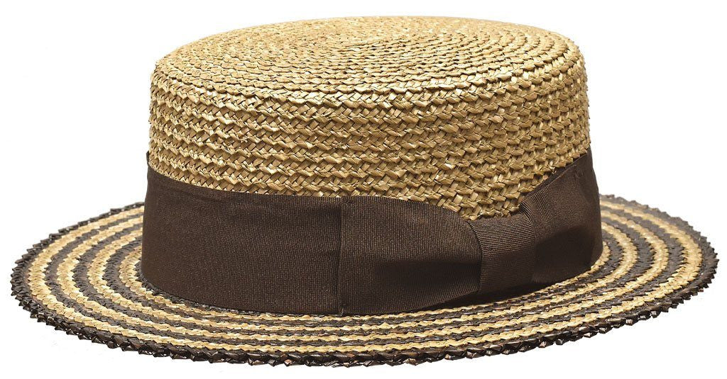 Boater Italia Collection Hat Bruno Capelo Cognac/Dark Brown Small