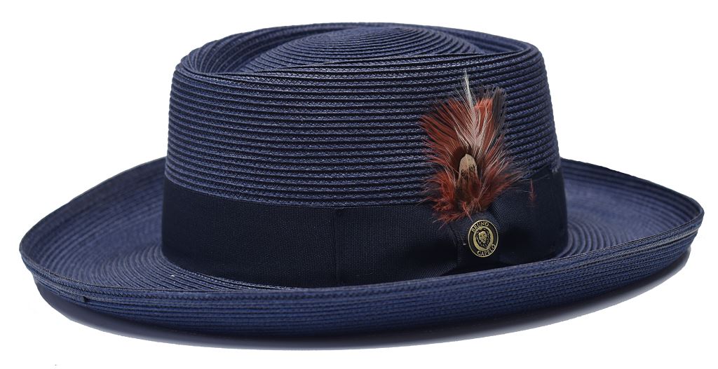 Gambler Straw Collection Hat Bruno Capelo Navy Blue Medium