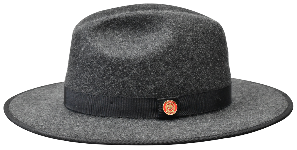 Monarch Collection (Red Bottom Fedora) Hat Bruno Capelo Charcoal Grey/Red Medium