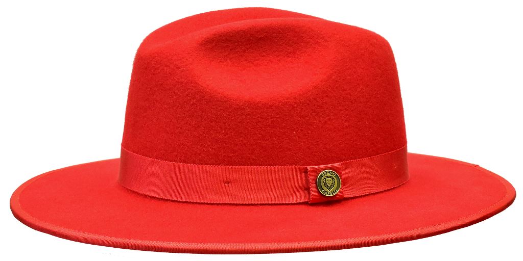 Monarch Collection (Red Bottom Fedora) Hat Bruno Capelo Red/Dark Green Small