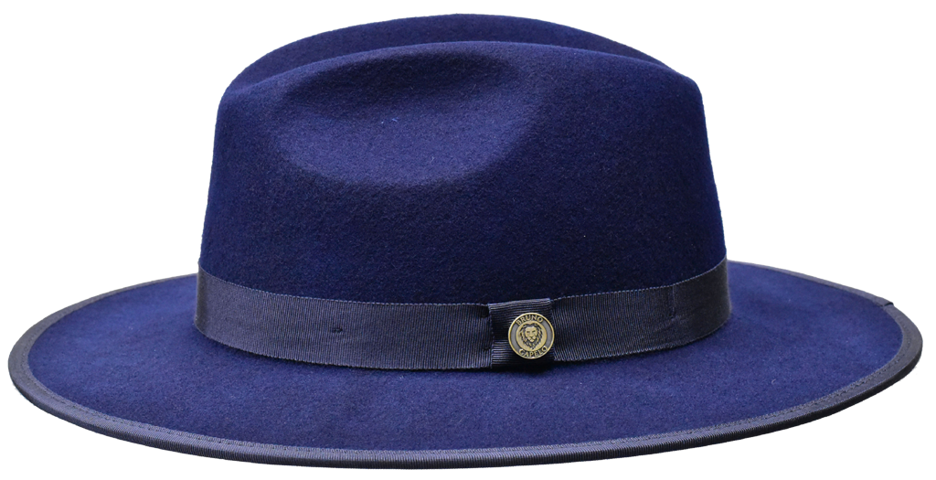 Monarch Collection (Red Bottom Fedora) Hat Bruno Capelo Navy Blue/White Medium