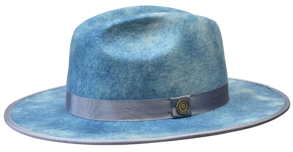 Monarch Collection (Red Bottom Fedora) Hat Bruno Capelo Denim Swirl/White Medium