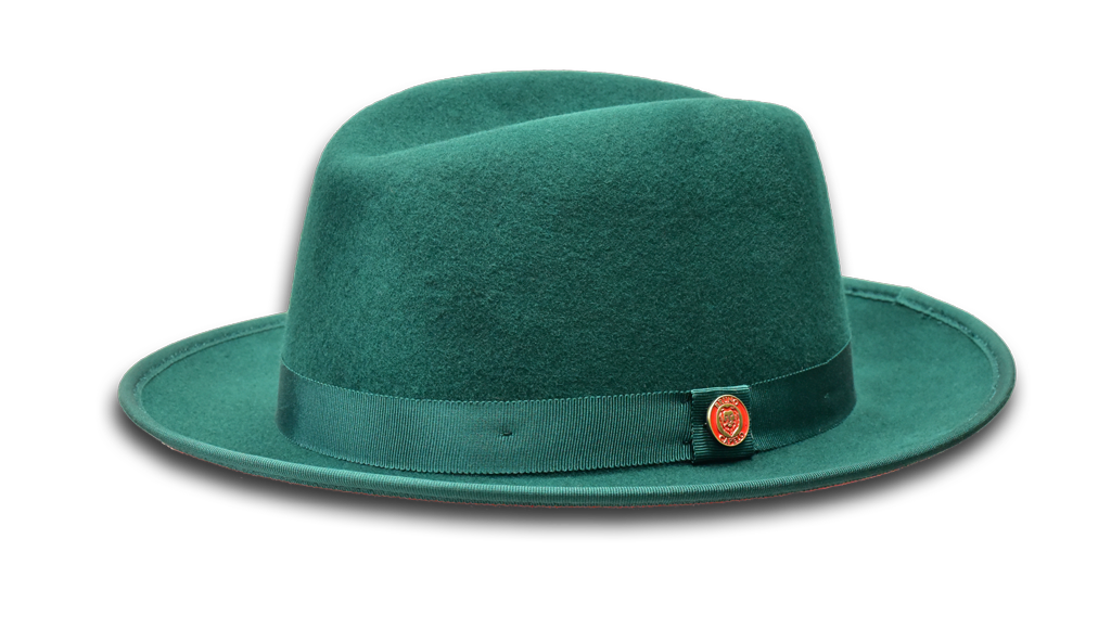 Princeton Collection (Red Bottom Fedora) Hat Bruno Capelo Dark Green/Red Medium