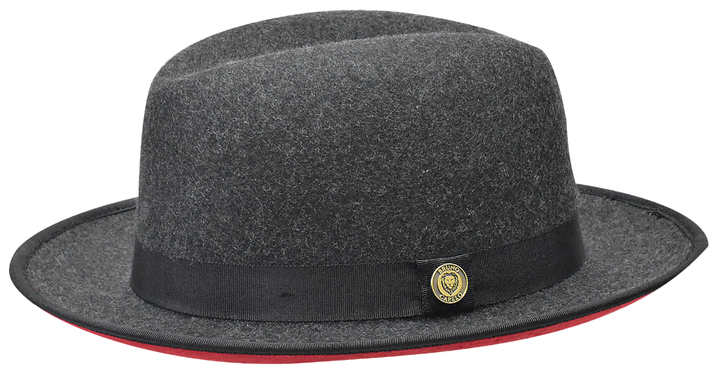 Princeton Collection (Red Bottom Fedora) Hat Bruno Capelo Charcoal Grey/Red X-Large