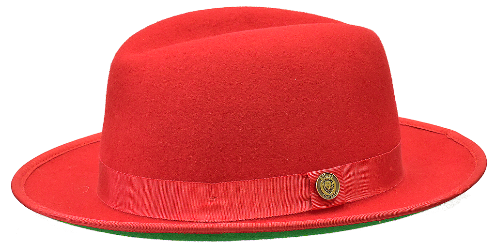 Princeton Collection (Red Bottom Fedora) Hat Bruno Capelo Red/Dark Green Small