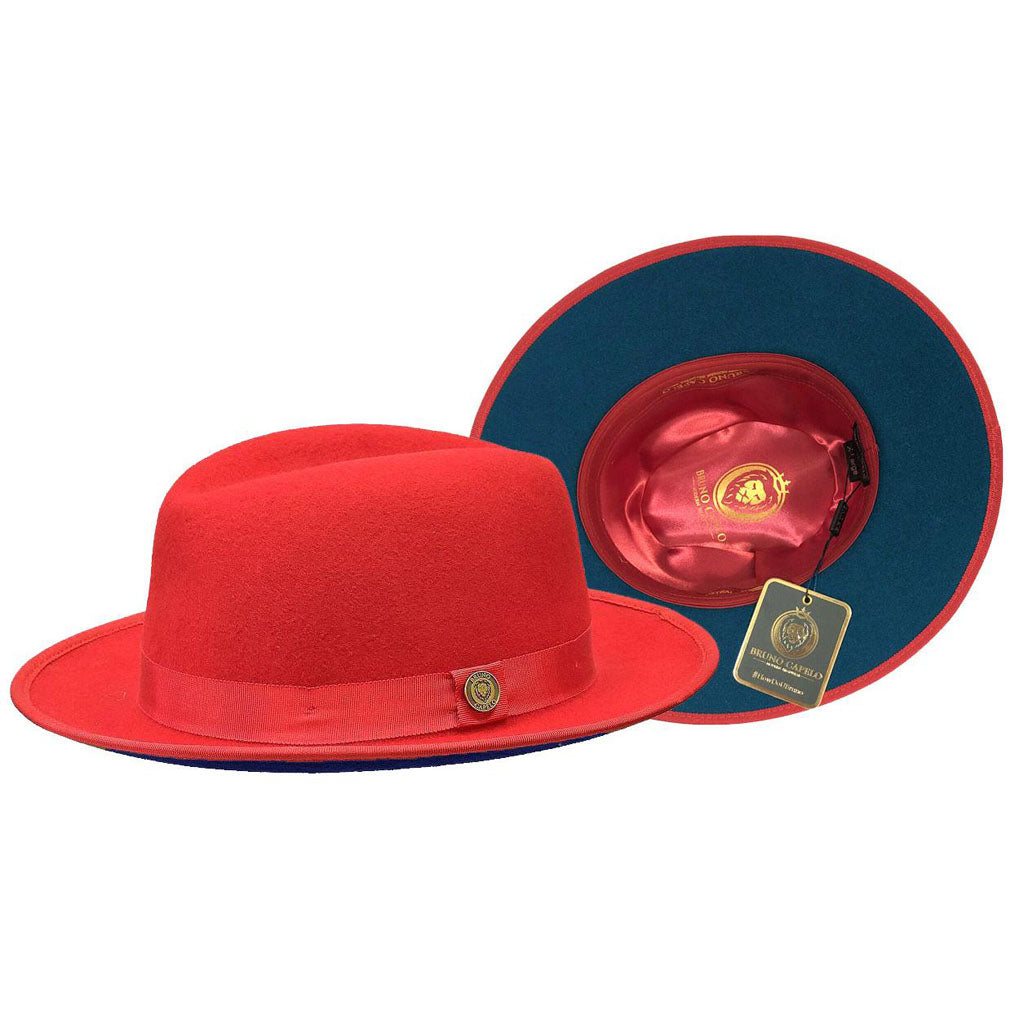 Princeton Collection (Red Bottom Fedora) Hat Bruno Capelo Red/Cobalt Blue Small