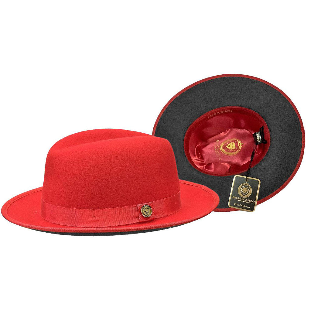 Princeton Collection (Red Bottom Fedora) Hat Bruno Capelo Red/Charcoal Medium