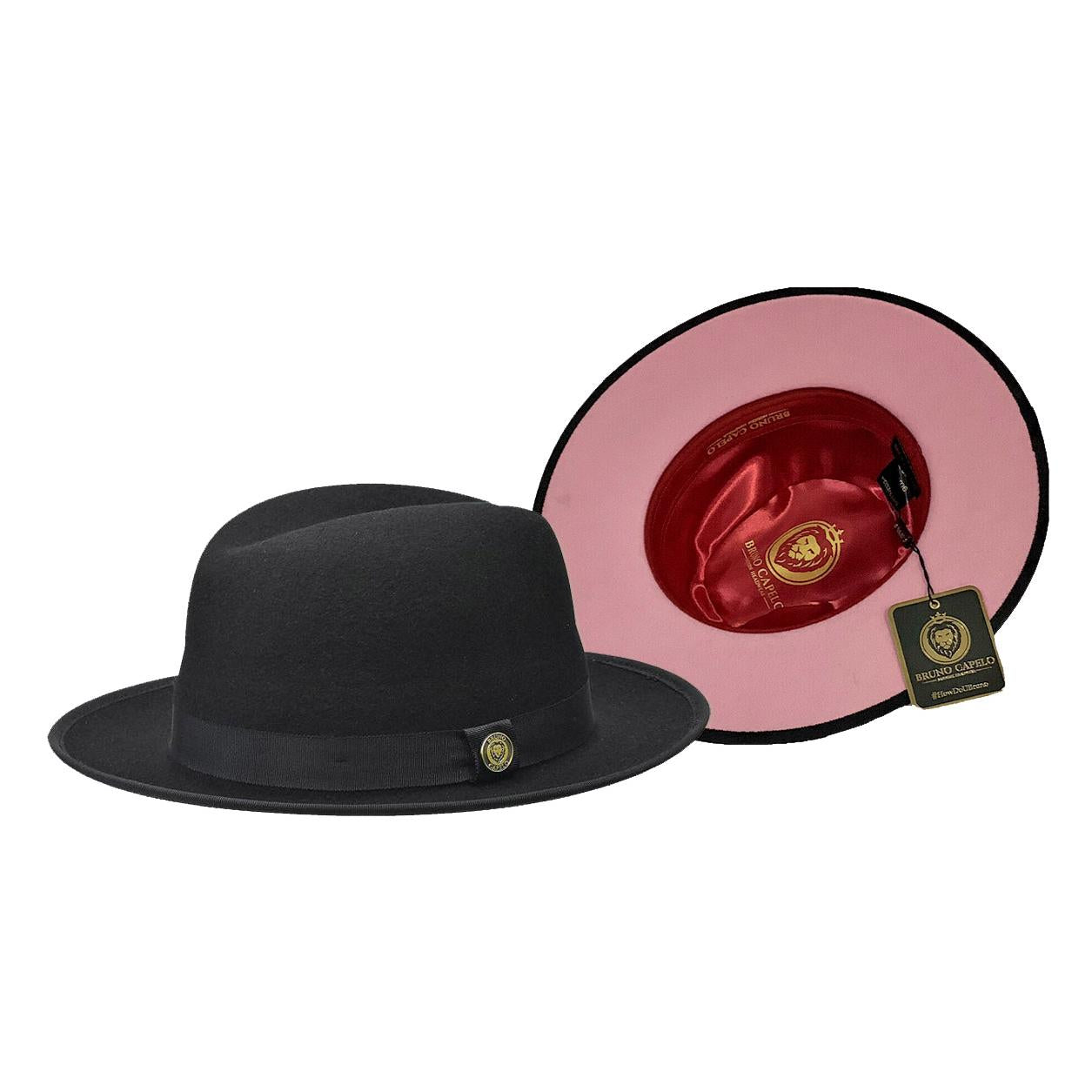 Princeton Collection (Red Bottom Fedora) Hat Bruno Capelo Black/Pink Medium