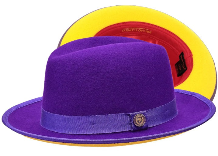 Princeton Collection (Red Bottom Fedora) Hat Bruno Capelo Purple/Gold Medium