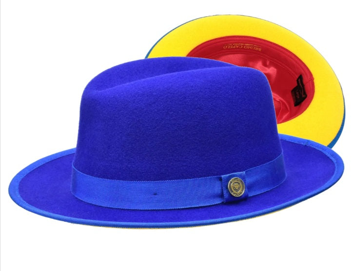 Princeton Collection (Red Bottom Fedora) Hat Bruno Capelo Royal Blue/Gold Small