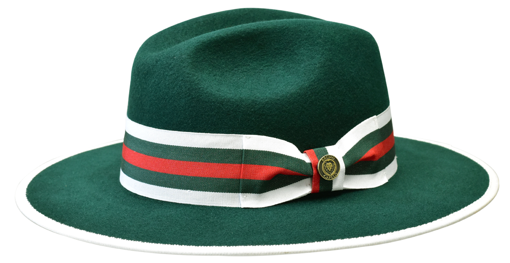 Wesley Collection Hat Bruno Capelo Dark Green/White Green and Red Band Medium