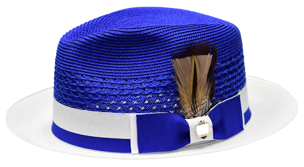 Belvedere Collection Hat Bruno Capelo Royal/White Medium
