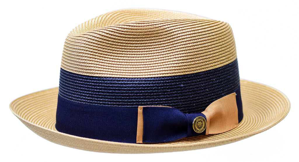 Damon Collection Hat Bruno Capelo Camel/Navy Blue Small 