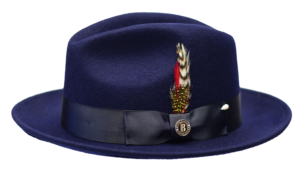 Blue rustic felt hat, Designer Collection