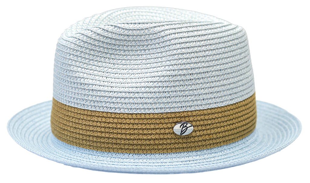 Gio Collection Hat Bruno Capelo White/Light Blue Medium 