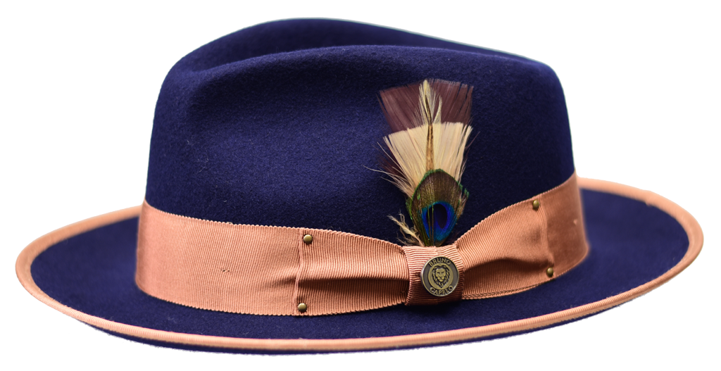 Lorenzo Collection Hat Bruno Capelo Navy Blue/Cognac Medium