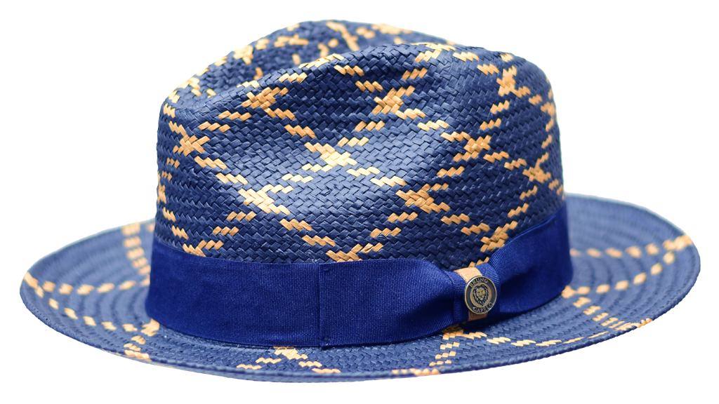 Malibu Collection Hat Bruno Capelo Navy Blue/Cognac Medium 