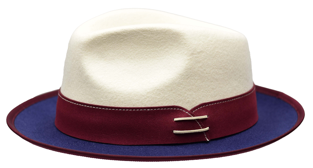 Outcast Collection Hat Bruno Capelo Ivory/Maroon /Navy Blue Large 