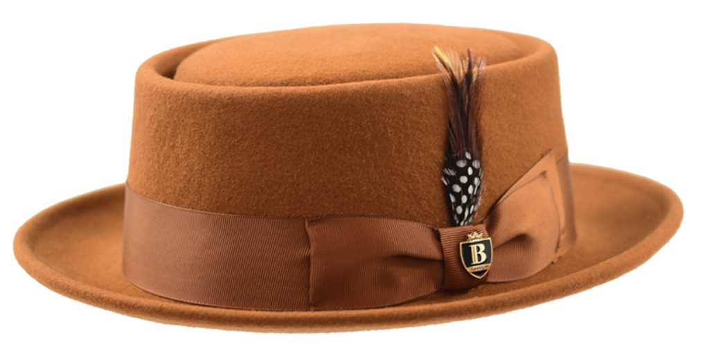 Pork Pie Collection Hat Bruno Capelo Cognac Brown Large 