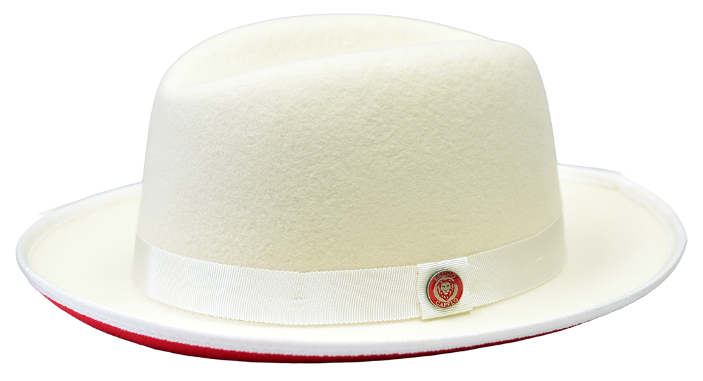 Princeton Collection (Red Bottom Fedora) Hat Bruno Capelo Ivory/Red Medium