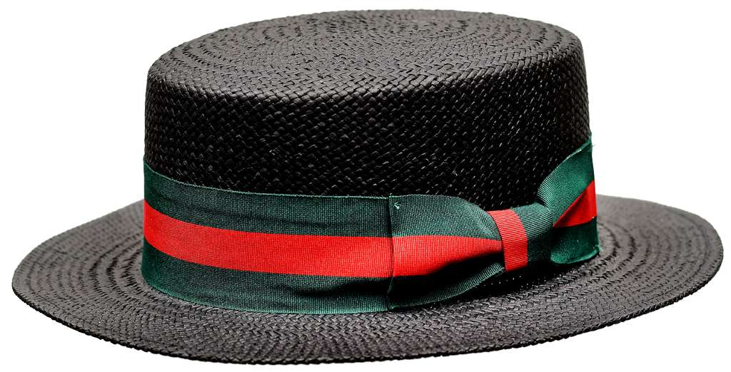 Boater Collection (Skimmer) Hat Bruno Capelo Black-Red/Green Large 