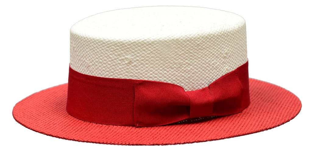 Boater Collection (2-Tone) Hat Bruno Capelo White/Red Medium 