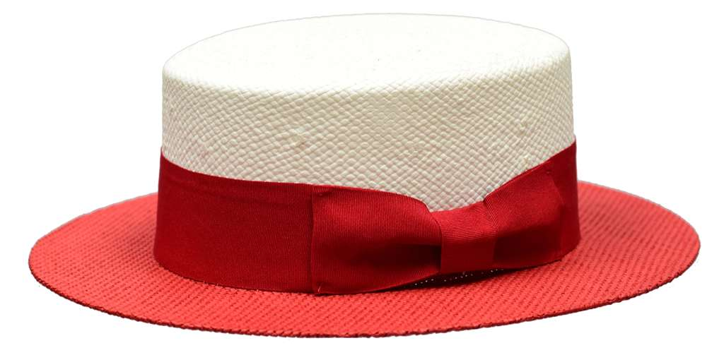 Boater Collection 2 Tone White Red Medium