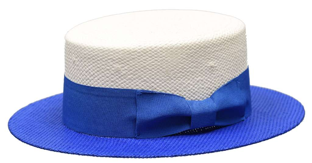 Boater Collection (2-Tone) Hat Bruno Capelo White/Royal Blue Medium 