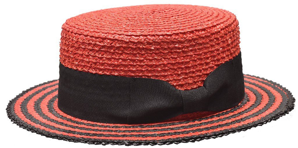 Boater Italia Collection Hat Bruno Capelo Red/Black Small 