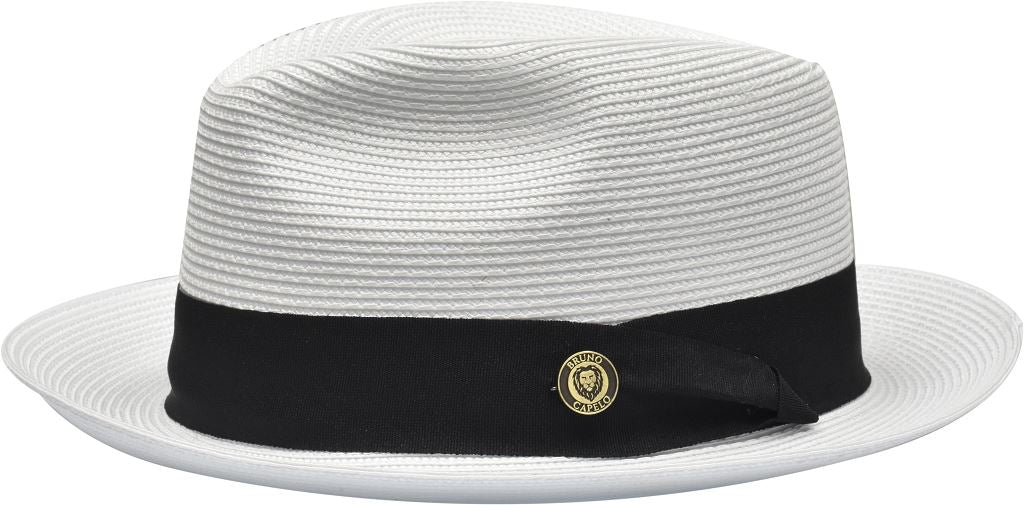 Francesco Collection Hat Bruno Capelo White w/Black Band Large 