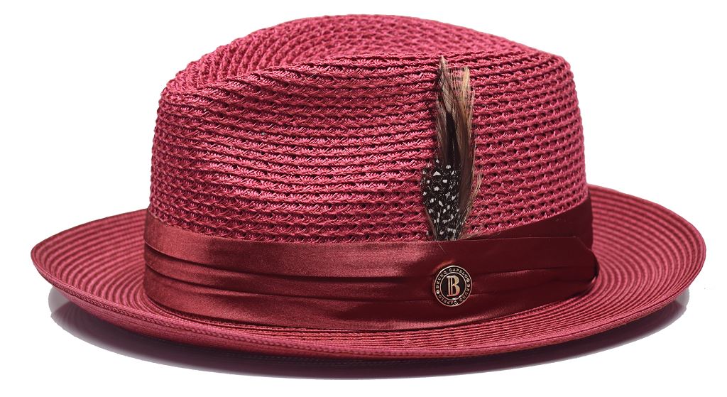 Bruno Capelo Mens Summer Hat Red Straw Fedora JU917 XL / Red