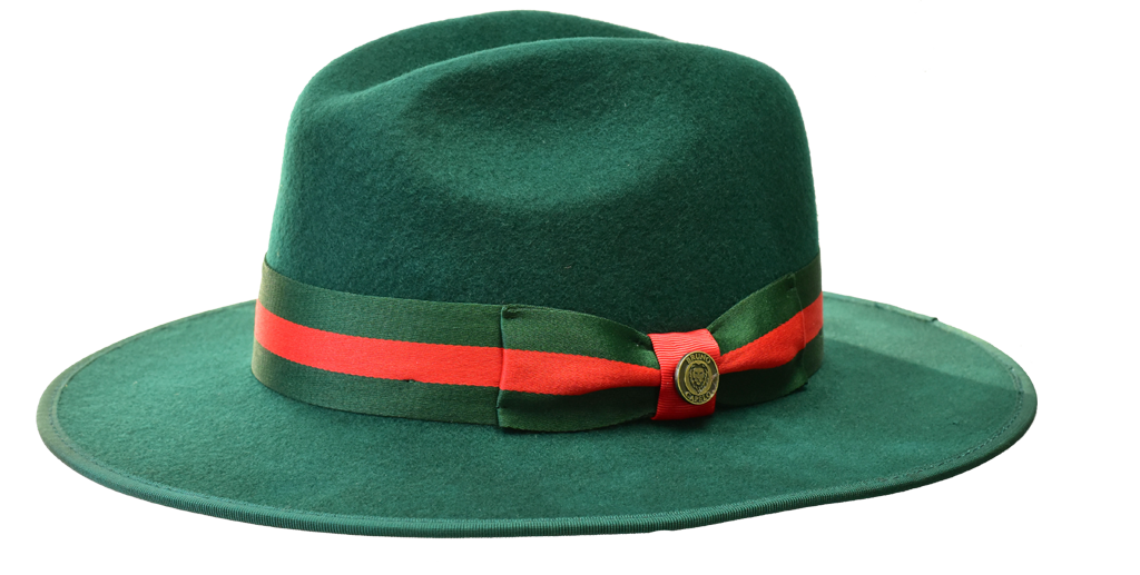 Wesley Collection Hat Bruno Capelo Dark Green/Green And Red Band Medium 