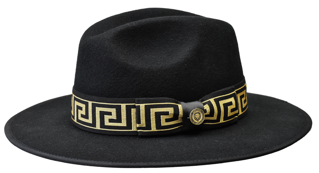 Wesley Collection Hat Bruno Capelo Black/Black And Matte Gold Band Medium 