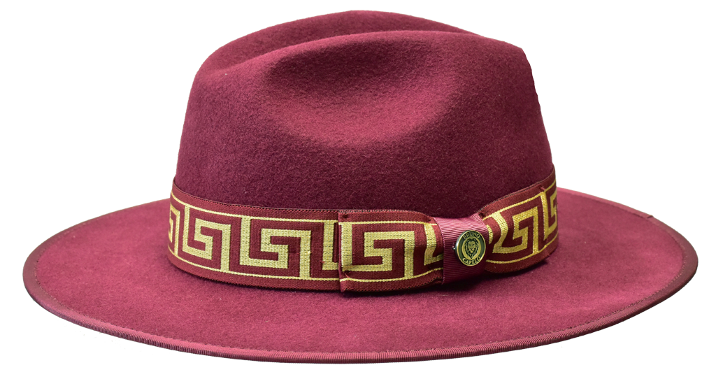 Wesley Collection Hat Bruno Capelo Burgundy/Burgundy And Gold Band Medium 