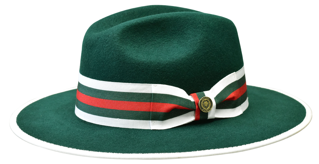 Wesley Collection Hat Bruno Capelo Dark Green/White Green and Red Band Large 